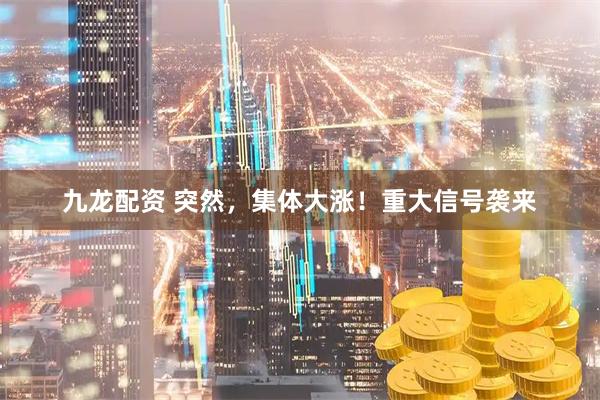 九龙配资 突然，集体大涨！重大信号袭来